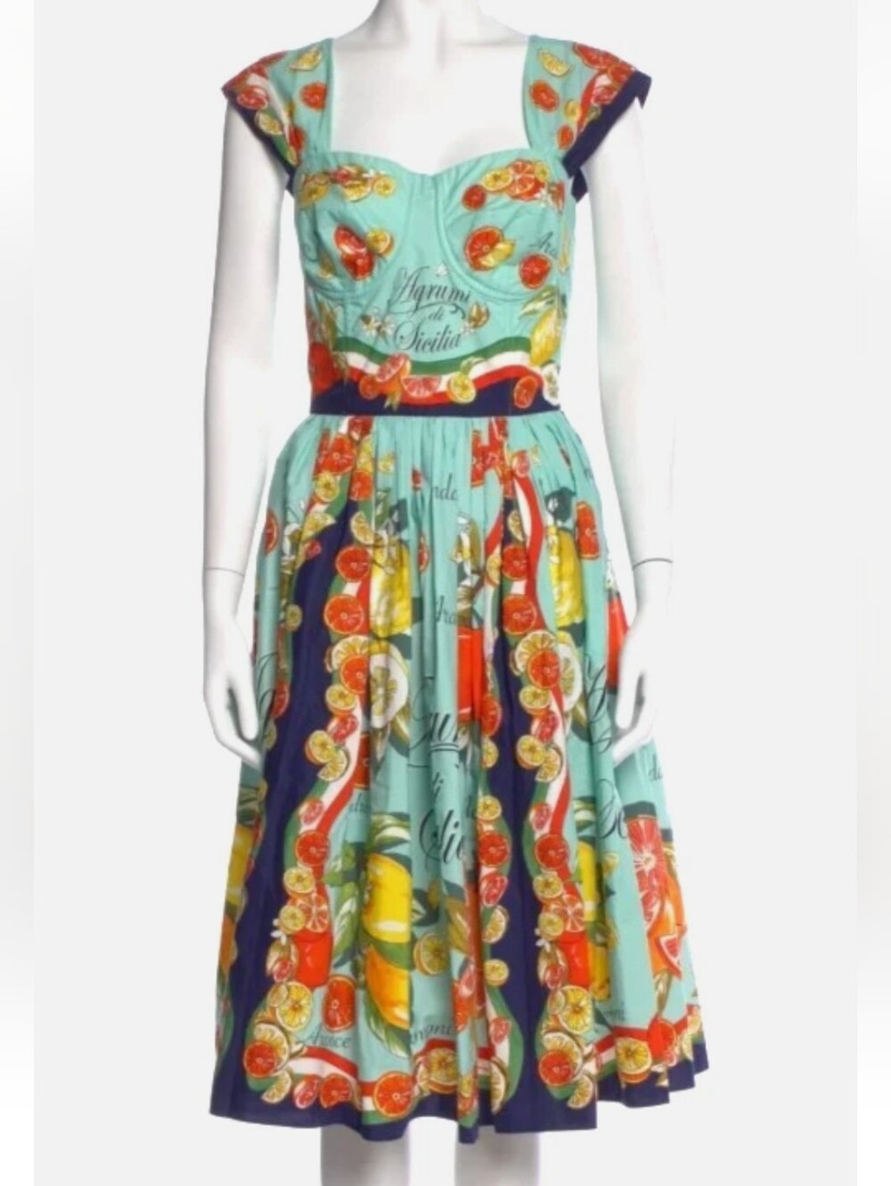Dolce Gabbana 48/14 Fruit & Floral Print Cotton Fit & flare Dress PRISTINE!